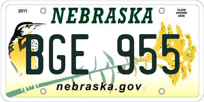 NE license plate BGE955