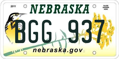 NE license plate BGG937
