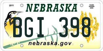 NE license plate BGI398