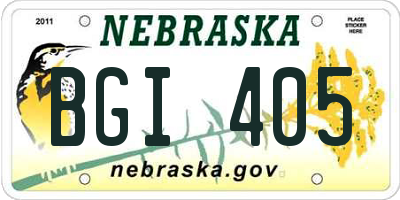 NE license plate BGI405