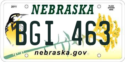NE license plate BGI463