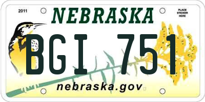 NE license plate BGI751