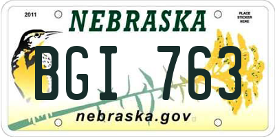 NE license plate BGI763