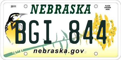 NE license plate BGI844