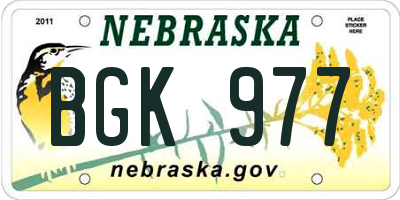 NE license plate BGK977