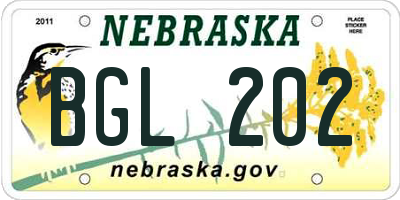 NE license plate BGL202