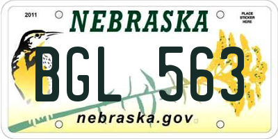 NE license plate BGL563