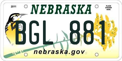 NE license plate BGL881