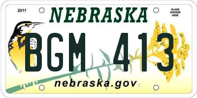 NE license plate BGM413