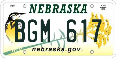 NE license plate BGM617