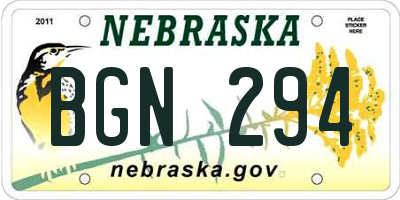 NE license plate BGN294