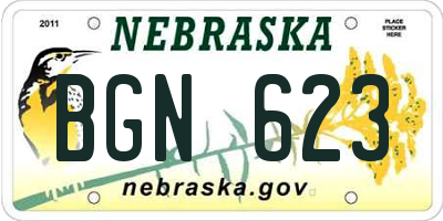 NE license plate BGN623