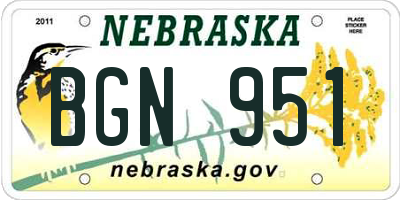NE license plate BGN951