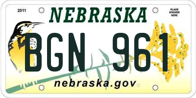 NE license plate BGN961