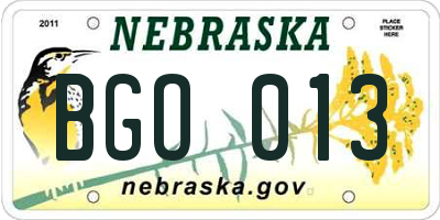 NE license plate BGO013