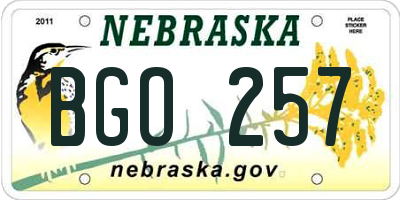 NE license plate BGO257