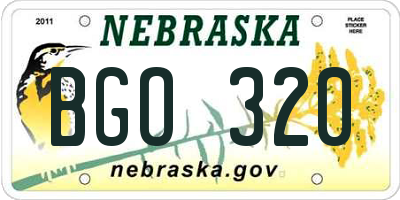 NE license plate BGO320