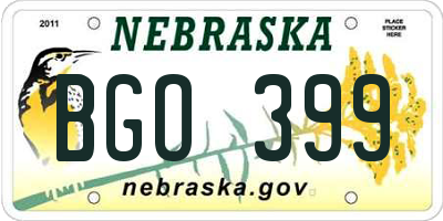 NE license plate BGO399
