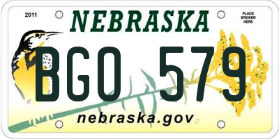 NE license plate BGO579