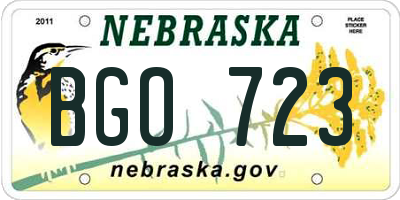 NE license plate BGO723