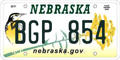 NE license plate BGP854