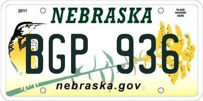 NE license plate BGP936