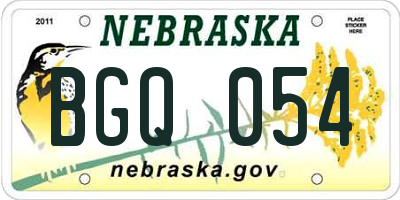 NE license plate BGQ054