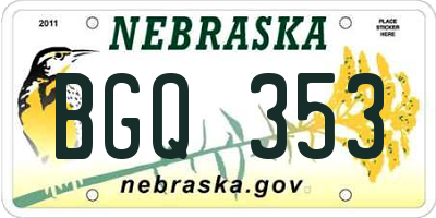 NE license plate BGQ353