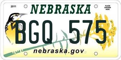 NE license plate BGQ575