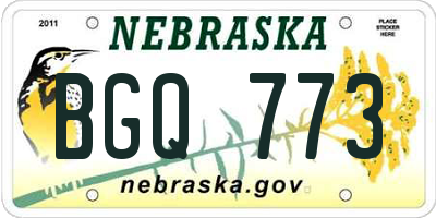 NE license plate BGQ773
