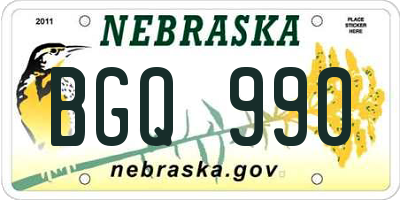 NE license plate BGQ990