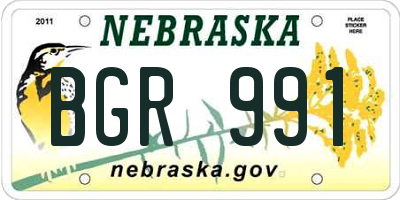 NE license plate BGR991