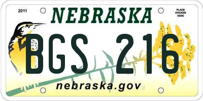 NE license plate BGS216