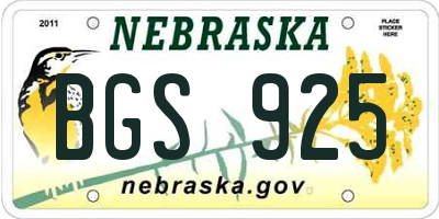 NE license plate BGS925
