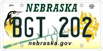 NE license plate BGT202