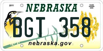 NE license plate BGT358