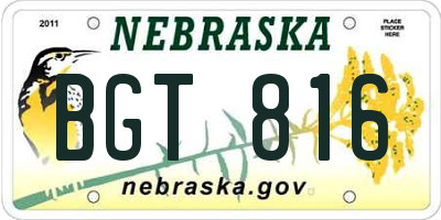 NE license plate BGT816