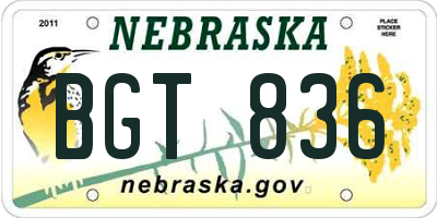 NE license plate BGT836