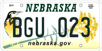 NE license plate BGU023