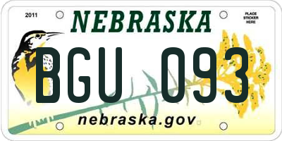 NE license plate BGU093