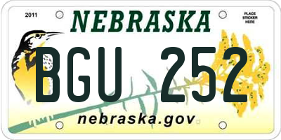 NE license plate BGU252