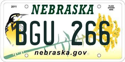 NE license plate BGU266