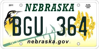 NE license plate BGU364