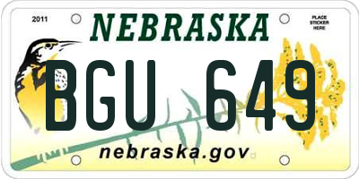 NE license plate BGU649