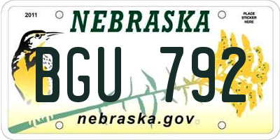 NE license plate BGU792