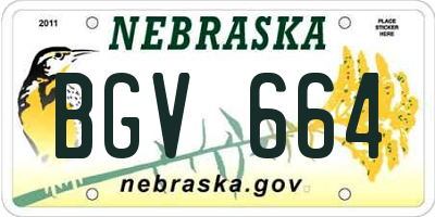 NE license plate BGV664