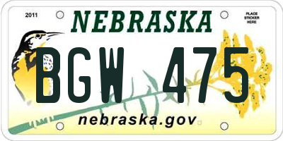 NE license plate BGW475