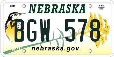 NE license plate BGW578