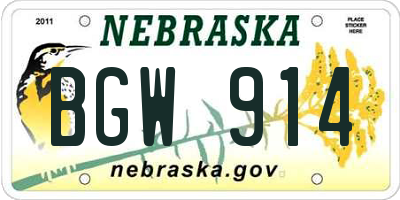 NE license plate BGW914