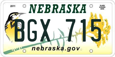 NE license plate BGX715